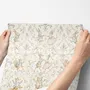 Cute rabbits wallpaper with woodland animals, white birds and acanthus scrolls on an ivory cream ground