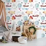 Kids Vintage Hot Air Balloon and Aircraft Pattern Wallpaper Mural