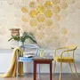 Geometric Yellow Honeycomb Wallpaper Mural