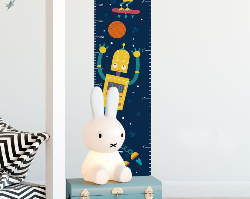 Kids Height Ruler with Robots Wall Decal Sticker