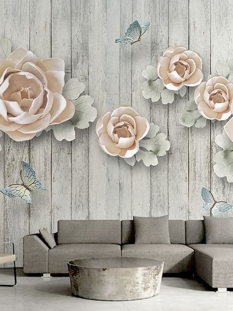 Soft Floral with Butterfly Wallpaper Mural