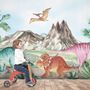 Cute Colorful World of the Dinosaurs Wallpaper Mural