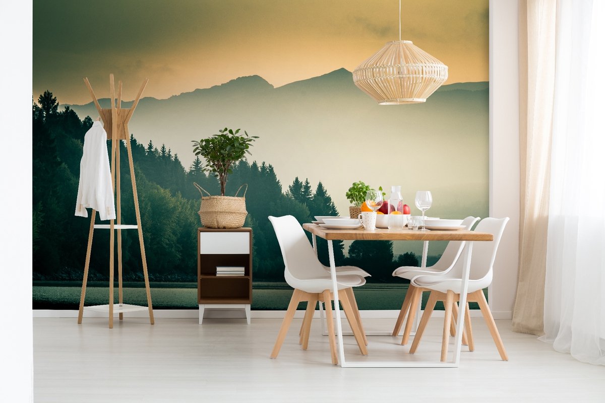 Misty Mountain View Wallpaper Mural - Peel and Stick