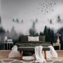 Dunkler Wald Nebel Landschaft Fototapete
