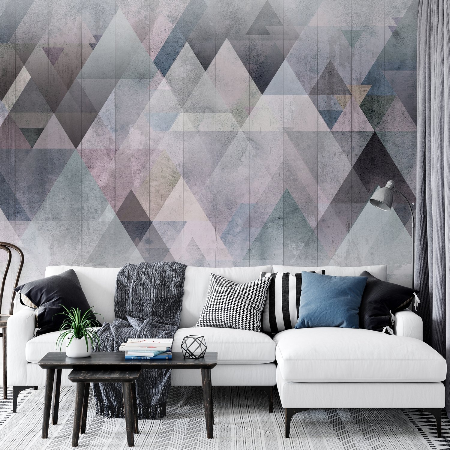 Watercolor Geometric Triangle Pattern Wallpaper Mural - Peel and Stick