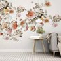 Vintage Orange Brown Flowers Wallpaper Mural