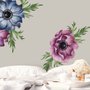 Wandtattoo Aquarell Dunkelblau Rote Anemone Blumen