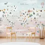 Kids Pink World Map with Cute Animals and Little Balloons Wallpaper Mural
