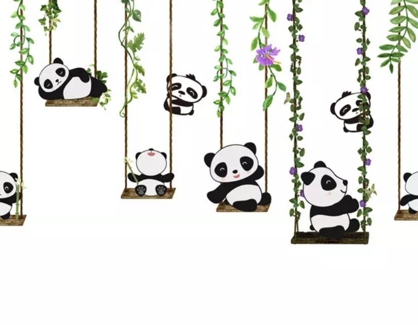 Panda-Bären mit Schaukel Fototapete