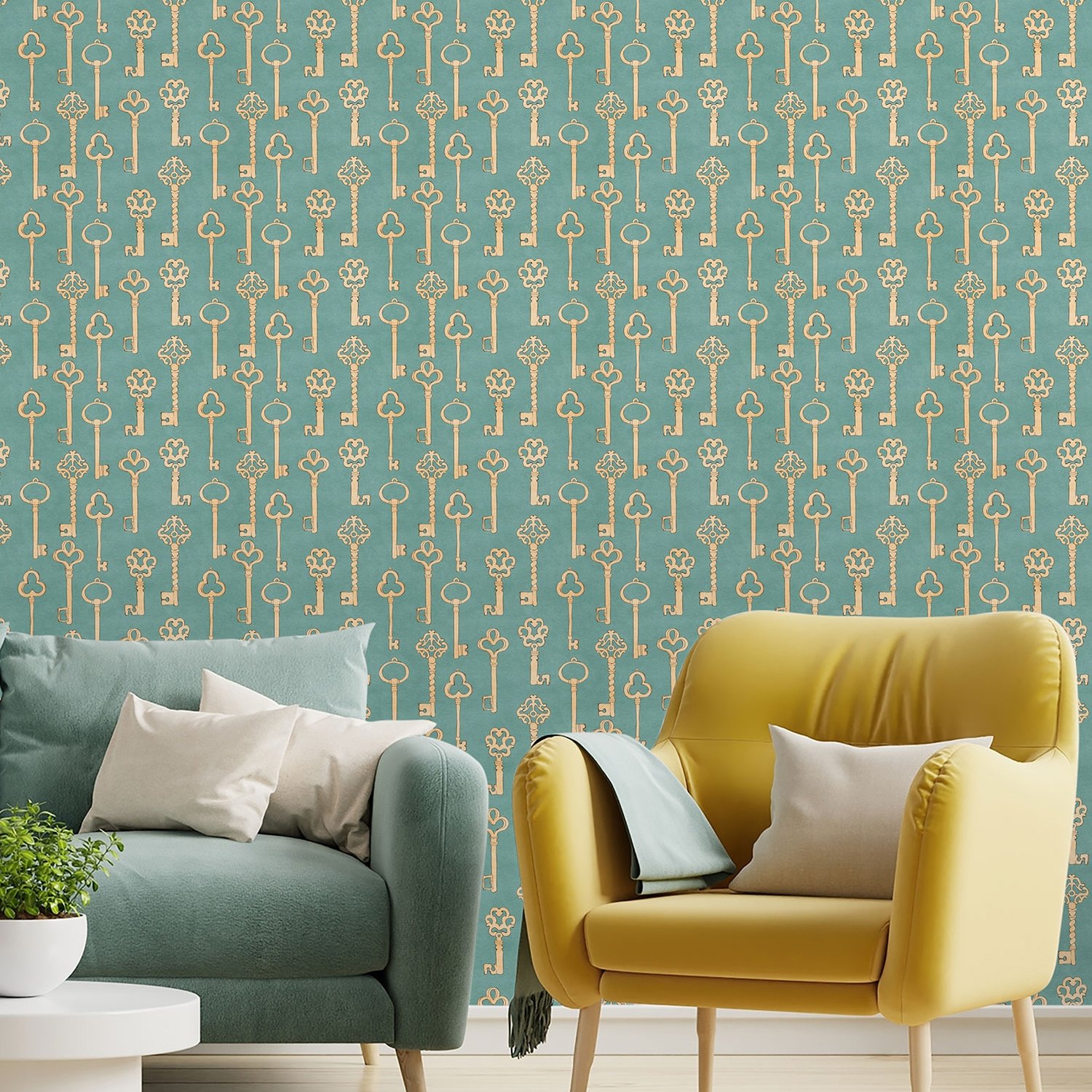 Antique Keys Vintage Wallpaper Mural - Peel and Stick
