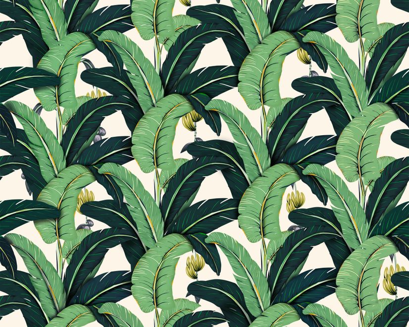 Banana Leaf Pattern Wallpaper Mural
