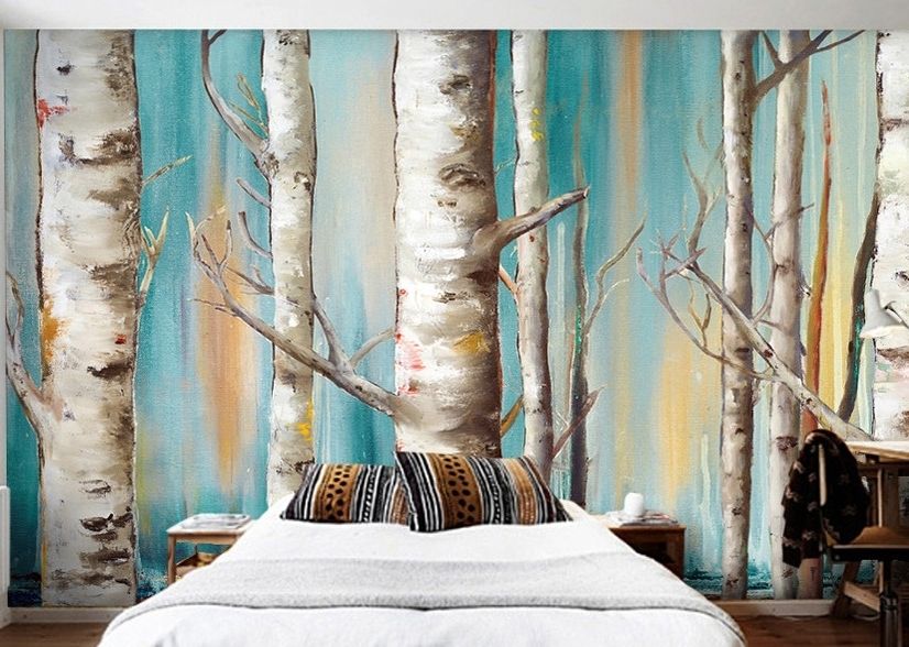 Oil Painting Tree Branch Wallpaper Mural