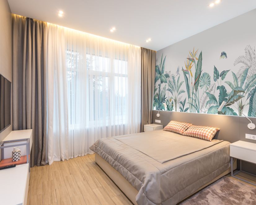 Tropical Banana Leaf with a Bird Wallpaper Mural