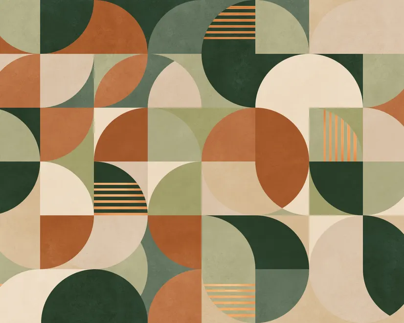 Retro Abstract Geometric Shapes Wallpaper Mural