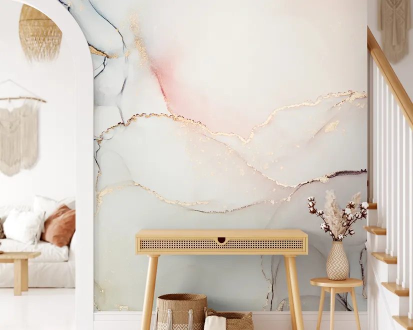 Soft Neutral Abstract Marble Art Wallpaper Mural