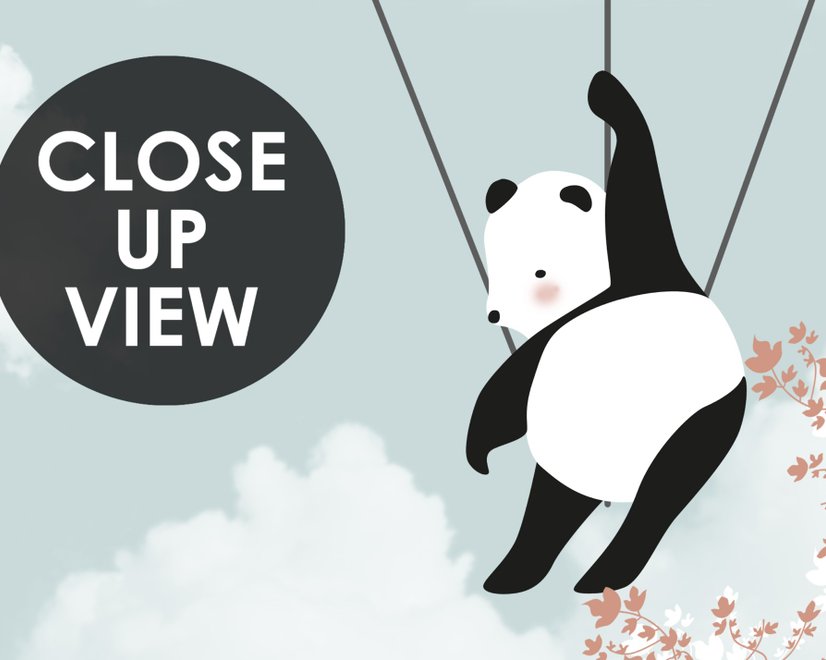 Fototapete mit Cartoon-Pandas und Heißluftballons