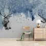 Snow Landscape with Horned Deer Wallpaper Mural