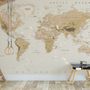 Papier peint panoramique de la carte du monde politique en marron doux