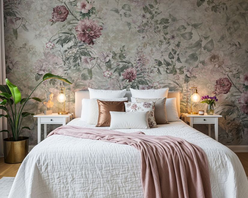 Vintage Floral Wallpaper Mural