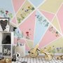 Flowery with Geometric Shapes Wallpaper Mural