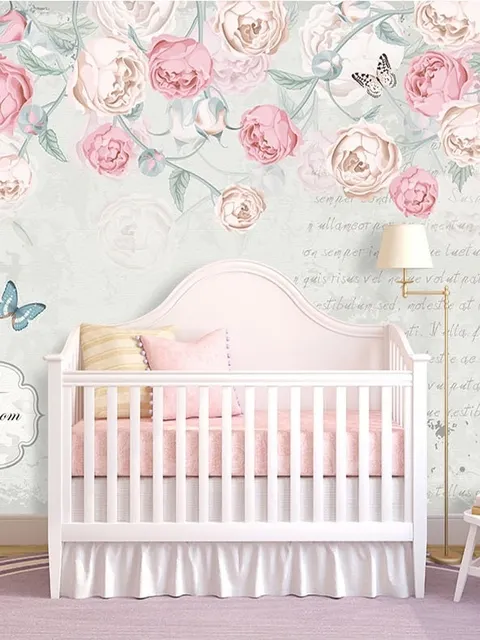 Pink Victorian Vine Flower Wallpaper Mural