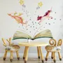 Stickers muraux licorne et dinosaures dans un livre d’histoires aquarelle pour enfants