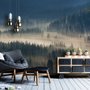 Foggy Pine Woods Landscape Wallpaper Mural