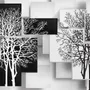 Black White Tree with Abstract Cube Wallpaper Mural