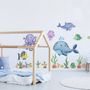 Kids Nursery Undersea Wall Decals Cute Whale with Sea Animals Wall Sticker