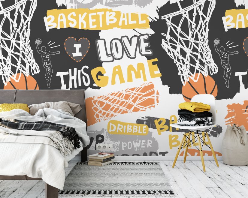 Basketball Hoop with Sport Slogans Wallpaper Mural