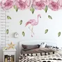 Pink Peony Floral and Flamingo Wall Decal Sticker