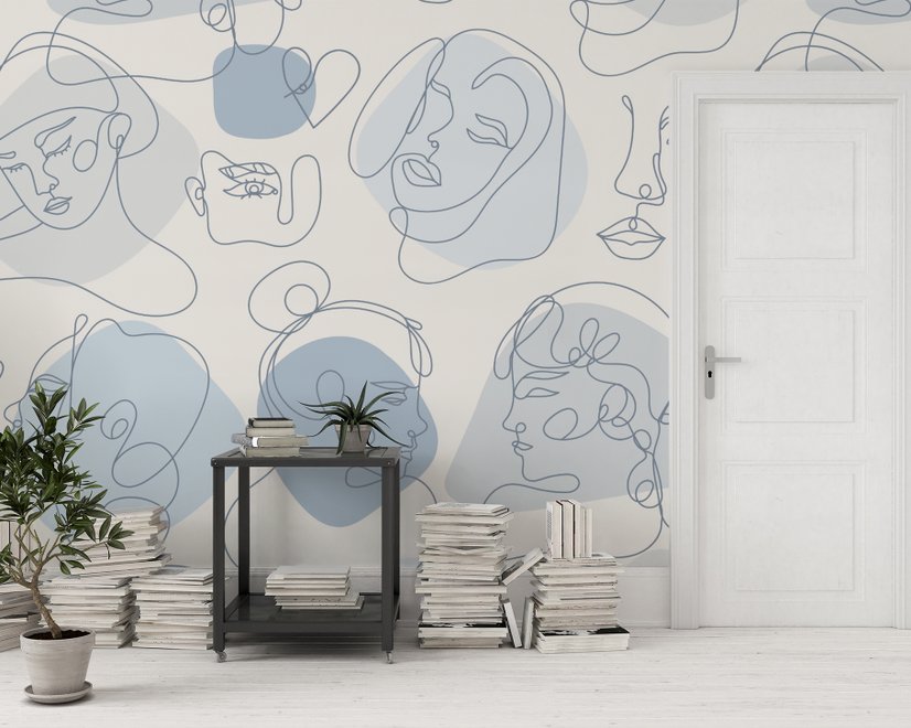 Colorful Abstract Faces Wallpaper Mural