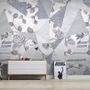 Rose Floral with Geometric Pattern Wallpaper Mural