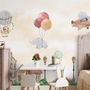 Watercolor Cute Houses with Flying Animals Wallpaper Mural for Kids