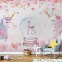 Kids Girls Unicorn with Pink Florals Wallpaper Mural