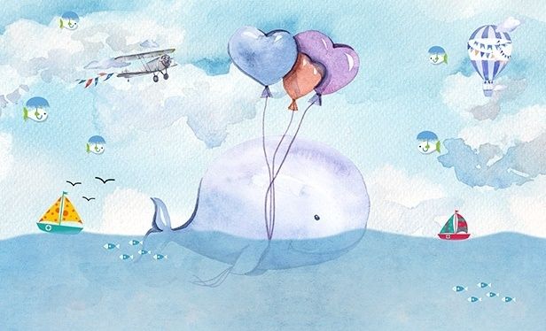 Fototapete Cartoon-Wal Meereslandschaft