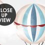 Kids Blue Brown Mountainscape with Hot Air Balloon Wallpaper Mural