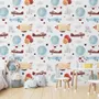 Kids Vintage Hot Air Balloon and Aircraft Pattern Wallpaper Mural