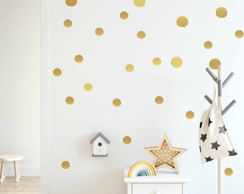 Gold Polka Dots Wall Decal Sticker