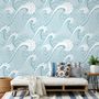 Papier peint panoramique pour enfants avec motifs de vagues de l'océan