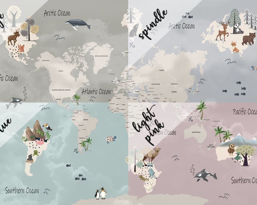 Kids Political World Map Wallpaper Mural