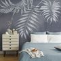 White Tropical Leafy Wallpaper Mural