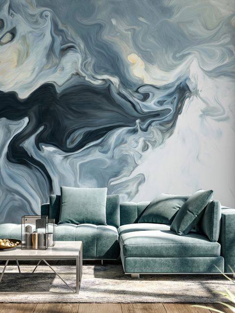 Abstrakte Aquarell-Stil Dunkle Marmor Fototapete