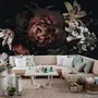 Dark Floral Bouquet with Red Peony and Lily Wallpaper Mural