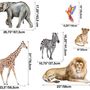Kids Watercolor Safari Animals with Banana Leaves Wall Decal Sticker