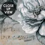 Papier peint panoramique floral avec des notes de musique