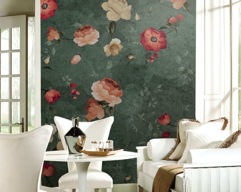 Tiny Poppy Flowers Wallpaper Mural