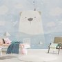 Cartoon Bear with Nightscape Wallpaper Mural