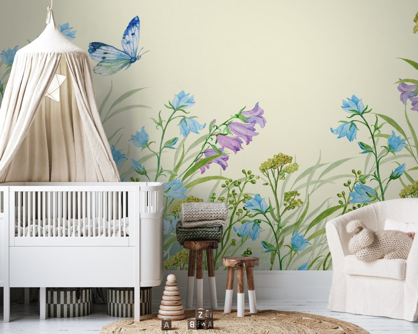 Purple Floral Garden Wallpaper Mural
