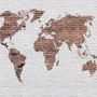 Papier peint panoramique mural cartes du monde en briques blanches et marron